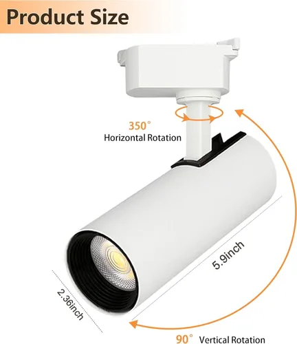 Miniatura 3 de Cabezales de iluminación de riel tipo H regulables blancos (sin rieles de riel), 6 piezas iluminadas 3000 K blanco cálido 20 W 2400 lm