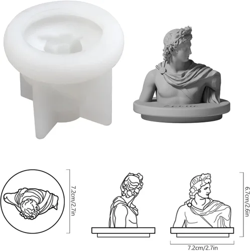 Miniatura 3 de Molde de silicona de estatua 3D, molde de escultura de retrato de hormigón para tapa de tarro de vela, herramientas de decoración del hogar de SH0777