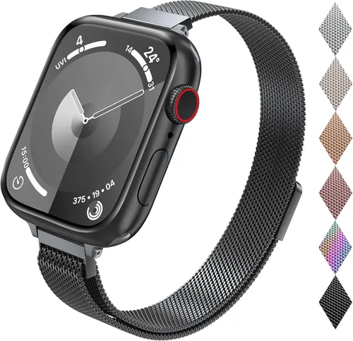 Miniatura 10 de Correa de repuesto CTYBB para Apple Watch Series SE 7, 6, 5, 4, 3, 2, 1, medidas 1.49, 1.57, 1.61, 1.65, 1.73 y 1.77 pulgadas, acero inoxidable