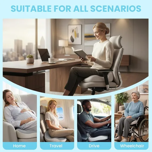 Miniatura 9 de Cojín de Asiento OVRST, Cojín de Memoria para Silla de Oficina, Diseño Ergonómico, Alivio de Ciática y Dolor por Sentarse a Largo Plazo, Adecuado