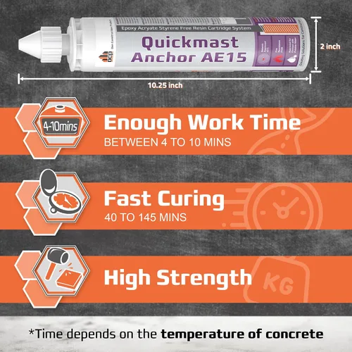Miniatura 2 de DCP Quickmast AE15 - Epoxi para hormigón para barras de refuerzo y varillas - Sistema de anclaje de alta resistencia, epoxi acrilato de dos partes