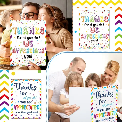 Miniatura 4 de Teling Paquete de 6 Tarjetas de Agradecimiento Muy Grandes con Sobre Tarjetas de Felicitación Jumbo de Apreciación Tarjetas de Agradecimiento