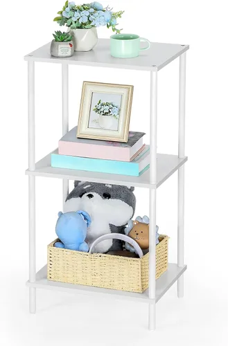 Miniatura 11 de ETELI Mesa auxiliar alta de 3 niveles de 31.6 pulgadas de altura, mesa auxiliar alta con almacenamiento para sofá pequeño, mesa de entrada, mesita