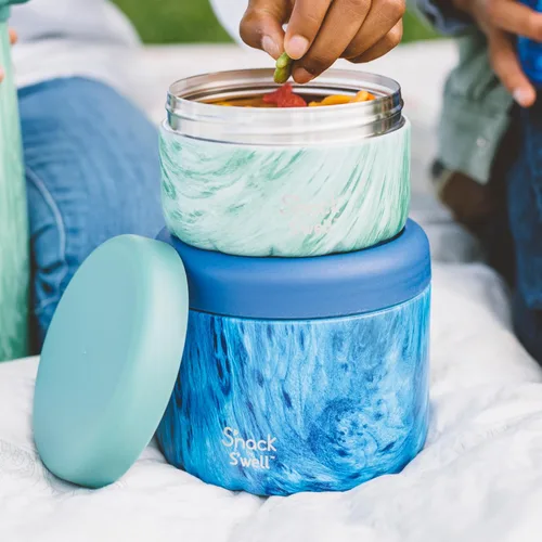 Miniatura 6 de S'nack by S'well - Recipiente de alimentos de acero inoxidable, 24 onzas, bosque azul, cuencos aislados de doble capa, sin BPA