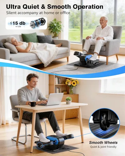 Miniatura 6 de VIVURN® 023 Mini ejercitador elíptico eléctrico de piernas para personas mayores, 12 velocidades, monitor remoto RF, tapete antideslizante