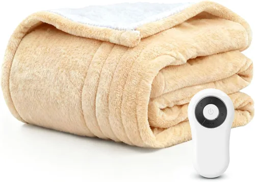 Manta térmica eléctrica de 50 x 60 pulgadas, manta eléctrica de calentamiento rápido con 5 niveles de calor y 4 horas de protección contra