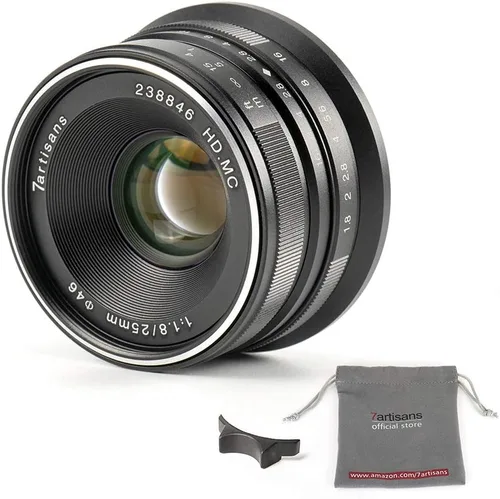 7artisans 25mm F1.8 APS-C Lente fija manual para cámaras Fuji X-A1 X-A10 X-A2, X-A3 X-at X-M1 XM2 X-T1 X-T10 X-T2 X-T20 X-Pro1 X-Pro2 X-E1 X-E2