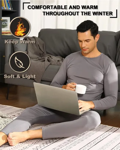 Miniatura 4 de ViCherub Thermal Underwear for Men Fleece Lined Long Johns Thermals Top and Bottom Set Base Layer for Cold Weather