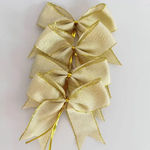 Miniatura 5 de 50 lazos de oro blanco de 3-1/2 pulgadas con lazos giratorios para envolver regalos, embalaje, decoración de Navidad (W.Gold)