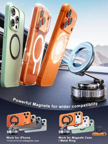 Miniatura 7 de snanlen 2026 Soporte de Teléfono para Coche Actualizado para Magsafe [Sución Más Fuerte de 108LBS] Soportes Magnéticos de Vacío Ajustables 360°
