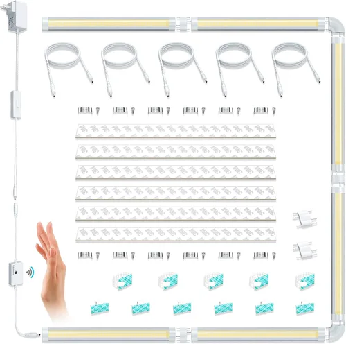Miniatura 8 de LAMPAOUS Kit de iluminación LED regulable para debajo del gabinete, activado por ondas manuales, control de atenuación sin contacto, panel blanco