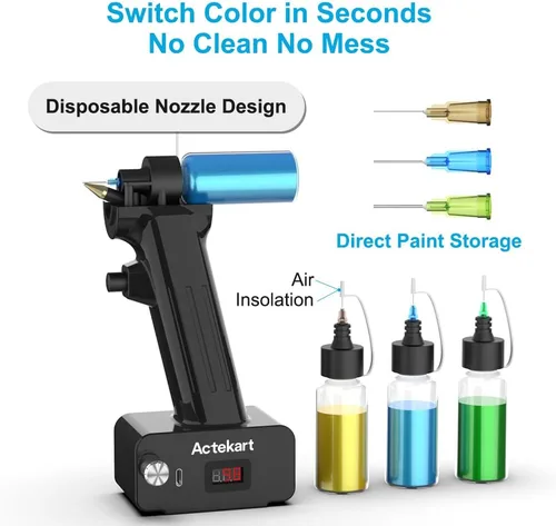 Miniatura 4 de Kit de aerógrafo sin limpieza con boquilla desechable (50 piezas x 0.2mm & 100 piezas x 0.3mm & 100 piezas x 0.5mm Boquillas desechables) - Pistola