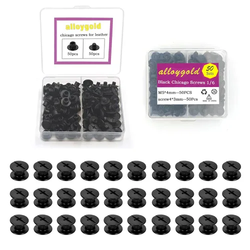 Miniatura 32 de 50 Juegos M5*6 Negro Pistola Kit de Tornillos Chicago Remaches de Cuero Tornillos Remaches Chicago Botones de Tornillos DIY Acabado de Cuero
