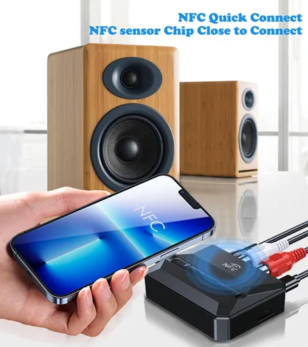 Miniatura 4 de KAIY Receptor Bluetooth para estéreo doméstico con NFC, receptores de audio inalámbricos y adaptadores con RCA y AUX de 0.138 in, adaptador