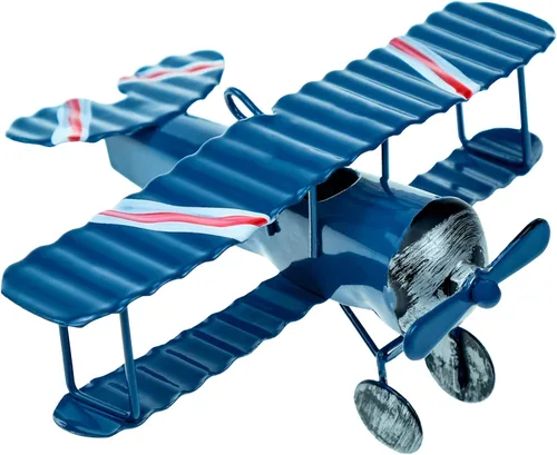 Mini adorno de avión, decoración vintage de hierro para colgar aviones, modelo de biplano para estantería, decoración de pasteles, accesorios de