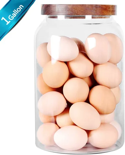 Miniatura 2 de SAIOOL Tarro para huevos, bote de cocina, tarros grandes de vidrio para almacenamiento de alimentos de 1 galón con tapa hermética, transparente