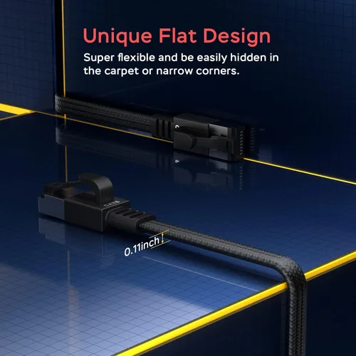 Miniatura 3 de Cable Ethernet Smolink de 1.5 pies, cable de red de alta velocidad Cat 8 de 40 Gbps, 2000 MHz, cable LAN SFTP RJ45 blindado de alta resistencia