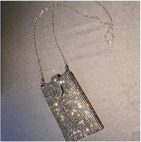 Miniatura 5 de Happyera Bling Rhinestone Evening Handbag Cell Phone Purse Wallet Clutch Crossbody Bag