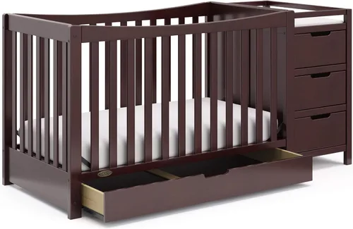 Graco Remi - Cuna convertible 4 en 1 y cambiador (Espresso) – Certificado GREENGUARD Gold, se ajusta a colchón de cuna estándar, se convierte en