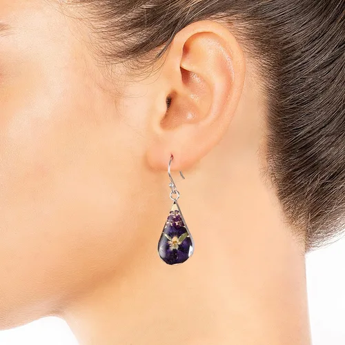 Miniatura 4 de Tienda Collection Sterling Silver Pressed Flower Teardrop Earrings