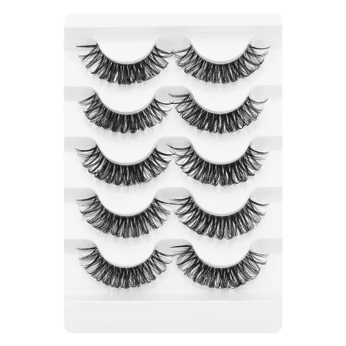 Miniatura 7 de Pestañas de ojo de gato parecen extensiones de pestañas, pestañas de tira rusa con banda transparente, aspecto natural, pestañas delgadas, volumen