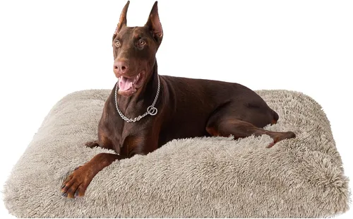Miniatura 14 de EHEYCIGA Cama Esponjosa para Jaula de Perros Grandes, Almohadilla de Jaula de Piel Sintética Afelpada, Cama Calmante Anti-Ansiedad para Perros Negro