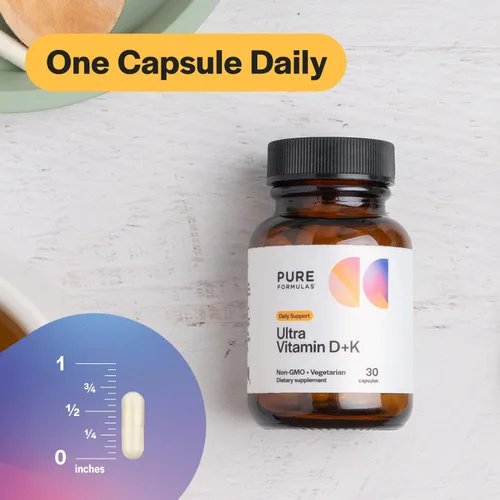 Miniatura 4 de PureFormulas Vitamina D3 K2 Vitamina 5000 UI - Suplemento VIT D3 K2 para absorción de calcio, fuerza ósea, apoyo cardiovascular y de función