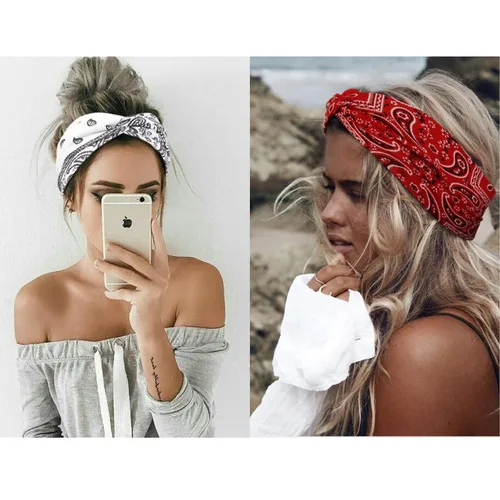 Miniatura 5 de AKTVSHOW Diademas para mujer, diadema anudada, bandas elásticas para el cabello para mujer, banda antideslizante con estampado turbante, elegante