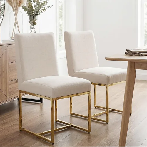 Miniatura 30 de HNY Juego de 2 sillas de cocina modernas, silla de cocina y comedor de cuero PU, silla de comedor tapizada silla auxiliar con marco de metal