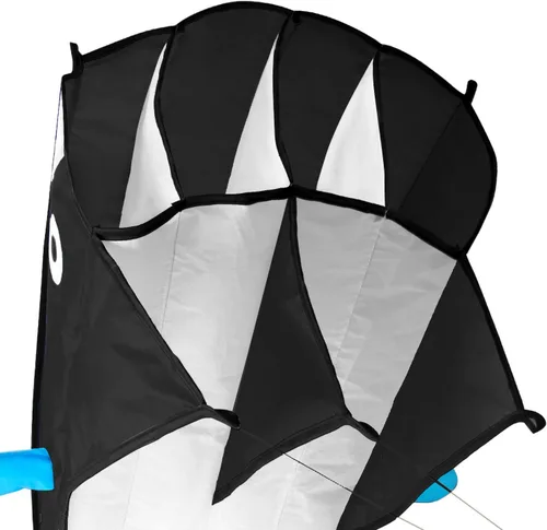 Miniatura 6 de Cometa grande azul delfín, parafoil suave sin marco, cometa gigante 3D IMAGE Breeze Beach Kites para exteriores, playa