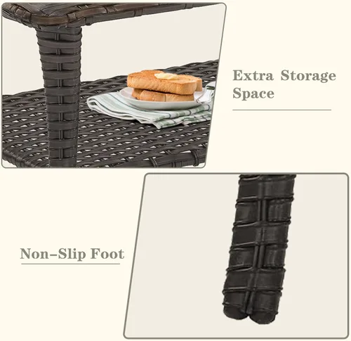 Miniatura 6 de Belord Mesa de centro al aire libre para patio, mesa de centro de ratán de 40 pulgadas con almacenamiento de 2 capas, mesa rectangular de mimbre