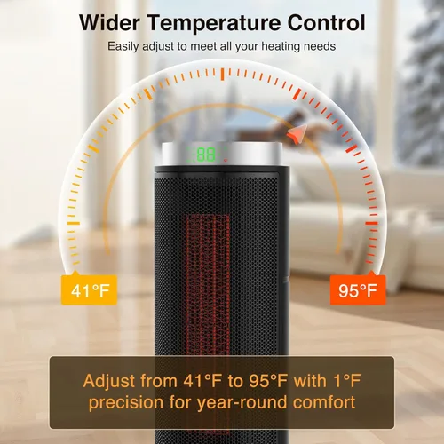 Miniatura 5 de ZAFRO Calentador de espacio, calentadores eléctricos portátiles ultra silenciosos para uso en interiores con termostato, 1500 W de cerámica PTC