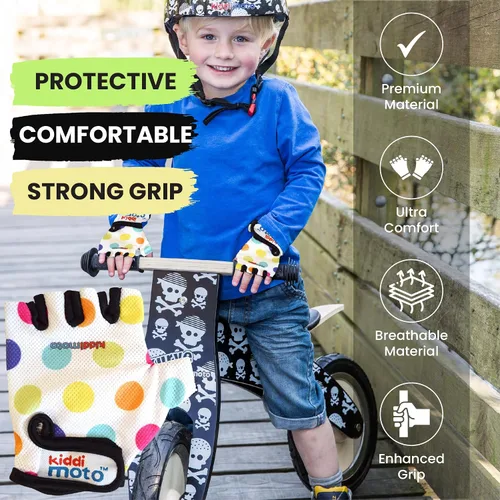 Miniatura 6 de Kiddimoto Guantes de bicicleta antideslizantes para niños y niñas, guantes de ciclismo sin dedos para niños de 2 a 8 años, guantes de ciclismo sin
