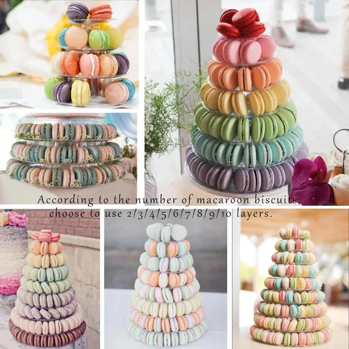 Miniatura 8 de Bhbuy - Soporte de torre para macarrones, redondo de plástico transparente de 10 niveles, multifunción, para cupcakes, galletas, postres, para boda