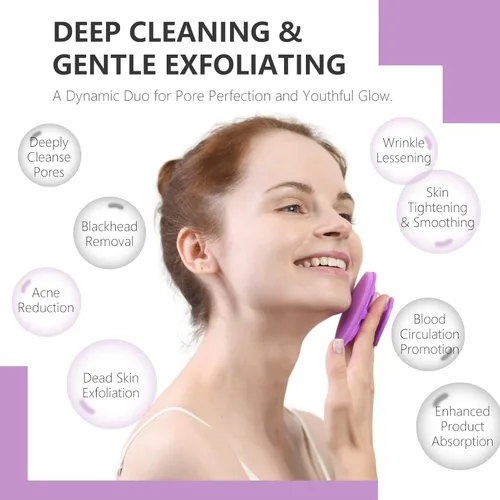 Miniatura 4 de BEAUTAIL Cepillo facial de silicona, 2 unidades, cepillo de limpieza facial manual, exfoliante facial suave para pieles sensibles, cepillo facial