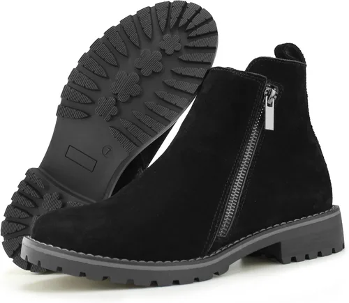 Miniatura 5 de Hawkwell Botines de tacón bajo con cremallera de piel de ante para mujer