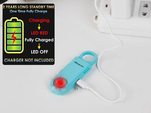 Miniatura 7 de 135dB recargable Mutual SOS Paging Personal Alarm Antideslizante Grip Llavero Sirena para Mujer. Linterna ultra brillante incorporada. Alertas
