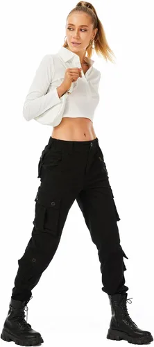 Miniatura 5 de Pantalones cargo de trabajo para mujer, de algodón, con 8 bolsillos, informal, estilo de combate militar