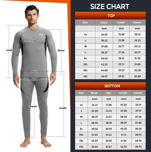 Miniatura 6 de CL convallaria Thermal Underwear Long Johns Set Mens Winter Hunting Gear Sport Base Layer Bottom Top XS-4XL
