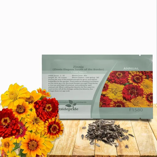 Outsidepride - Zinnia Elegans, 1000 semillas anuales, South of The Border Flower Seed Mix, mezcla de semillas de flores para plantar