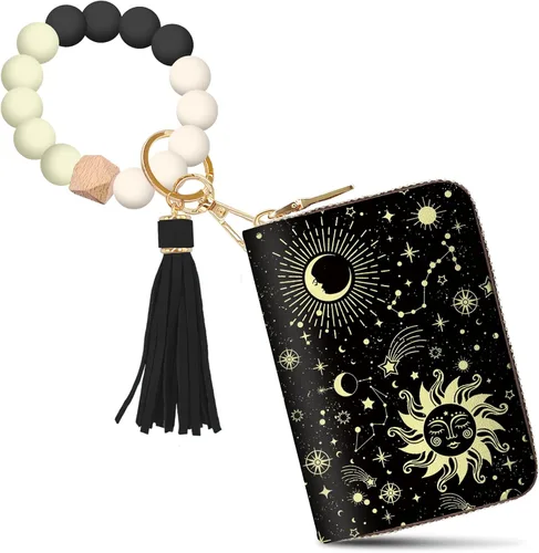 Miniatura 27 de Tarjetero Cartera RFID para Tarjetas de Crédito, Cartera Pequeña para Tarjetas para Mujeres con Llavero con Cremallera, Carteras para Tarjetas