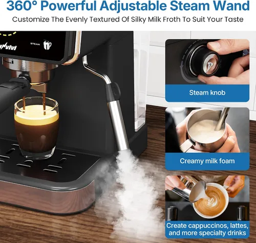 Miniatura 7 de Máquina de café expreso y americano con infusión fría, cafetera helada con infusión doble molida/cápsula, pantalla táctil, espumador de leche