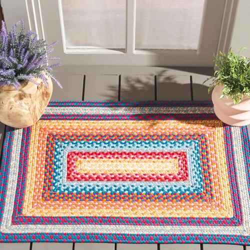 Miniatura 8 de SAFAVIEH Alfombra Lavable Colección Trenzada para Exteriores - 2' x 3', Multicolor, Hecha a Mano y Reversible, No Desprende Pelusa y Fácil