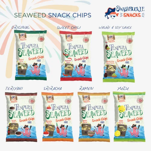 Miniatura 8 de Swashbuckle Snacks Chips de Calamar Crujientes con Sabor a Queso Tempura 5.29oz (150g), Hecho en Japón, Otsumami
