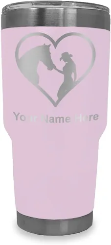 Miniatura 16 de LaserGram Vaso aislado al vacío de 20 onzas, corazón de vaquera de caballo, grabado personalizado incluido (negro)