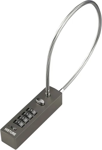 Cerradura de puerta de valla al aire libre - bicicleta, cadena de cable, cerraduras de combinación Gris