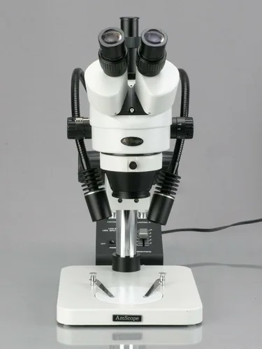 Miniatura 2 de AmScope SM-1TSW2-L6W Microscopio profesional de zoom estéreo trinocular, WH10x y WH25x, aumento 3.5X-225X, objetivo de zoom 0.7X-4.5X, luz LED