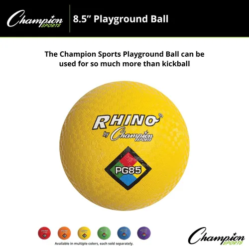 Miniatura 3 de Champion Sports - Pelotas de juego Rhino Playground de 8.5"D - Dos capas, nylon enrollado, AMARILLO