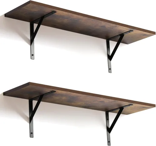 Miniatura 15 de Tectocker-DOU 2 estantes flotantes profundos; estantes colgantes montados en la pared para sala de estar, cocina, oficina, baño y decoración de Negro
