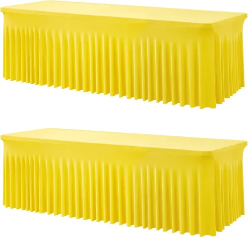 Miniatura 67 de Paquete de 2 manteles de spandex para mesas rectangulares de 8 pies, mantel elástico rosa de 8 pies, manteles ajustados, falda de mesa para fiestas